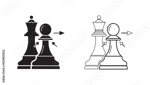 Chess pieces concept showing promotion with transparent background