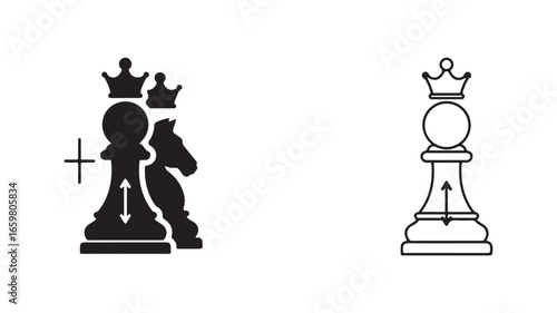 Chess pieces comparison with transparent background