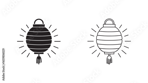 Chinese lantern icon with transparent background