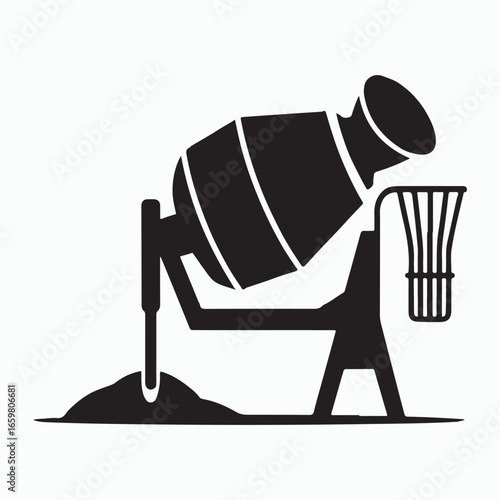 Minimalistic solid cement mixer icon isolated on white background