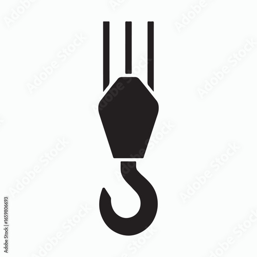 Industrial crane hook icon isolated on white background