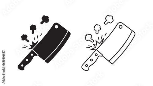 Cleaver chopping motion with impact sparks