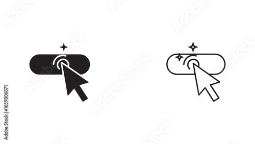Click action icon with sparkle with transparent background