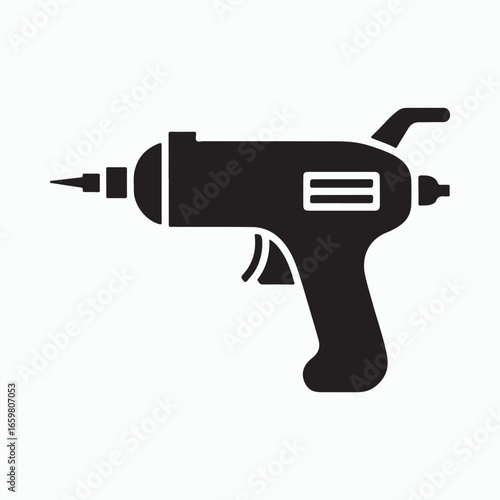 Solid rivet gun tool icon isolated on white background