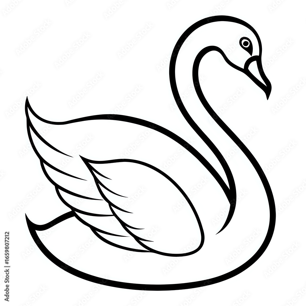 Obraz premium swan ,outline isolated on white background