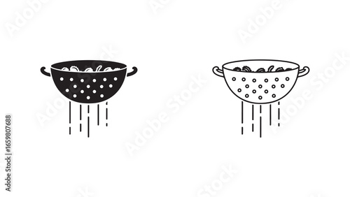 Colander draining food with transparent background