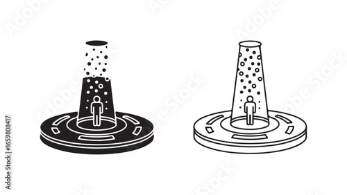 Cone with person inside, two variations