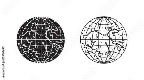 Constellation globe outline with transparent background