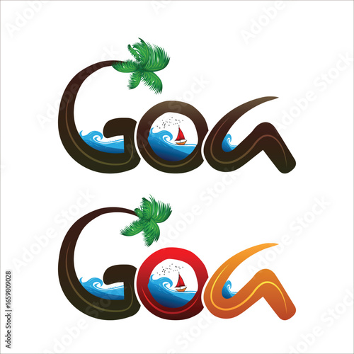 Goa beach life typography design  vector  goa text png 