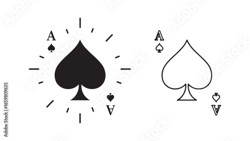 Ace of spades playing card with transparent background