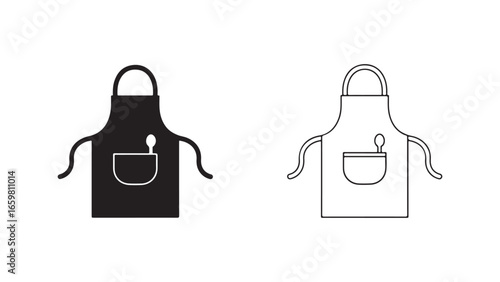 Apron with bowl and spoon icon