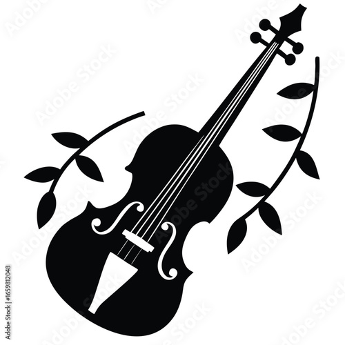 violin with garland vector icon