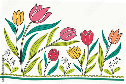 vector illustration of tulips