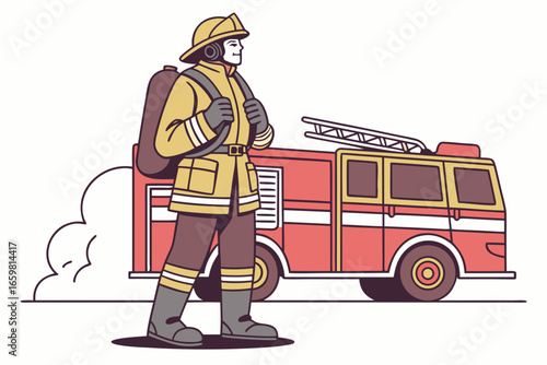 fireman with fire extinguisher