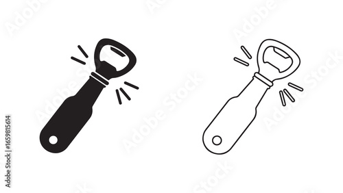 Bottle opener icon outline and filled style
