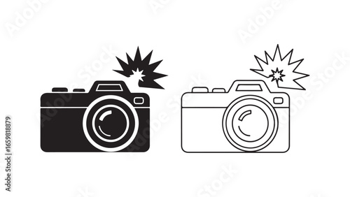 Camera flash icon with transparent background