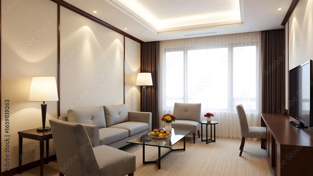Fototapeta premium A warm corner of a modern and simple living room