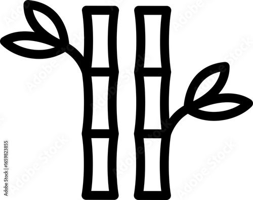 Bamboo Sugarcane line art icon. Design elements for social network and application. on transparent background.Sugarcane stalks vector illustration of fresh sugarcane plants for agriculture.