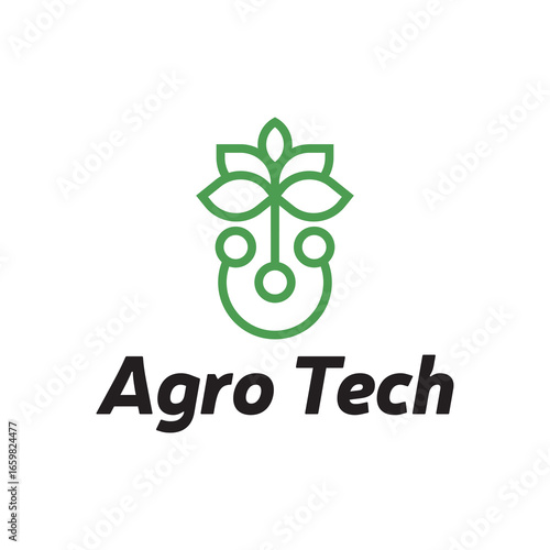 Agro Tech Symbol Incorporating Leaf Illustration