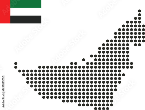 United Arab Emirates map of dots with flag on white white background 