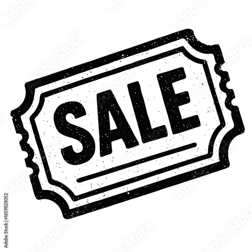 Vintage "SALE" Ticket - Hand-Drawn Vector Illustration with Distressed Stamp Texture for Promotions, Events, and Retail
