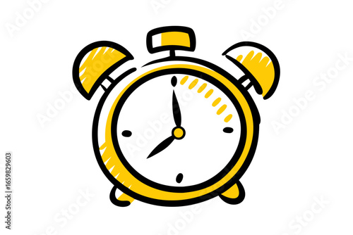 Alarm Clock Doodle Vector: Time, Reminder, Wake Up