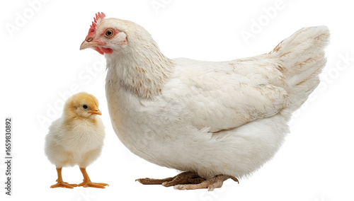 White hen and chick