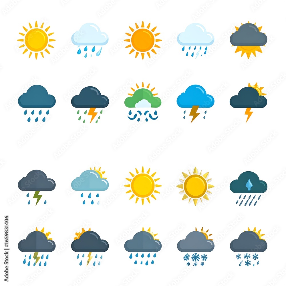 Fototapeta premium Flat weather icons