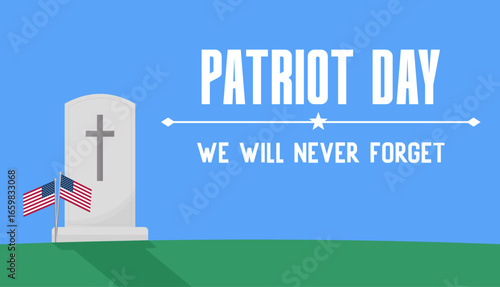 Patriot day poster with tomb and american flags