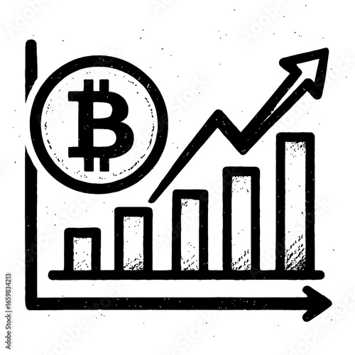 Grunge Textured Bitcoin Market Bar Graph