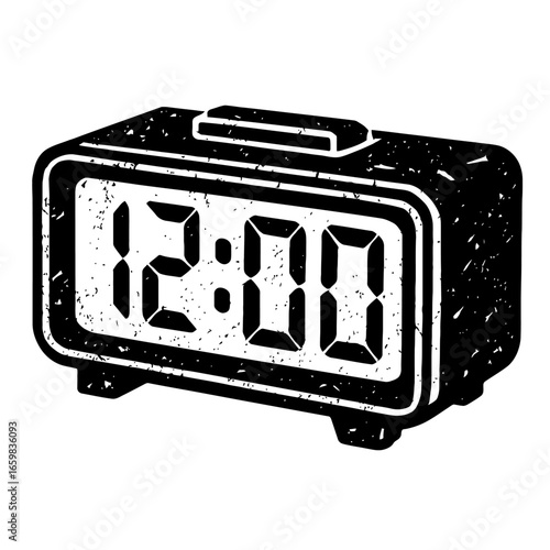 Grunge Textured Digital Alarm Clock Vector