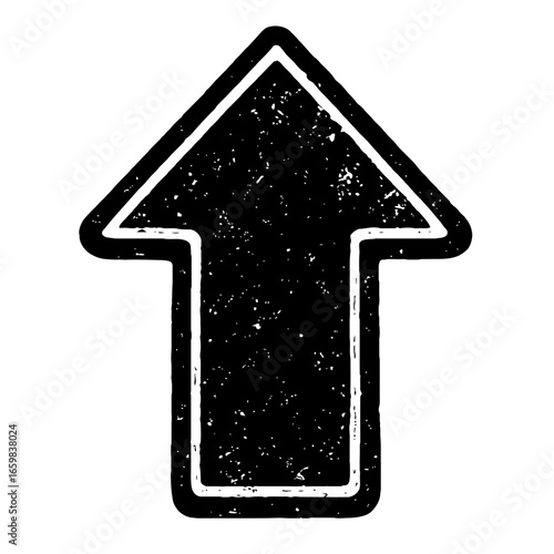 Distressed Block Up Arrow Icon Vector - Grungy Directional Symbol for Upward Movement and Navigation