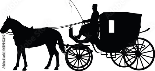 Elegant horse drawn carriage silhouette a classic mode of transportation and historical scene vector