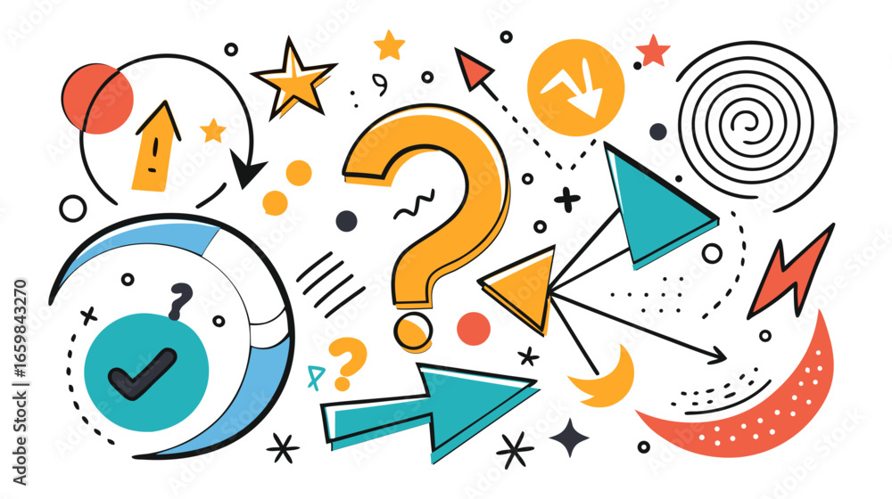 Fototapeta premium Exploring Unanswered Questions A Visual Guide to Inquiry and Problem Solving 