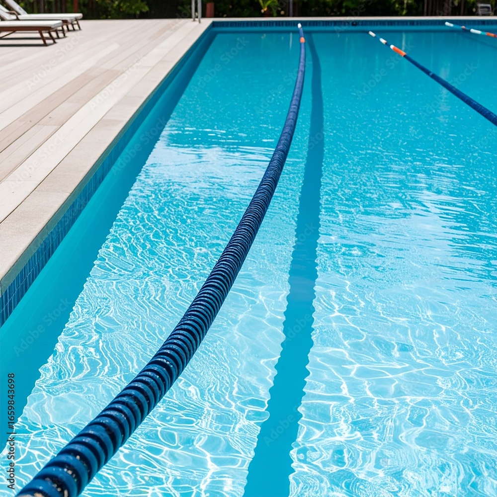 Obraz premium Lanes of a modern swimming pool with clear water and dividers