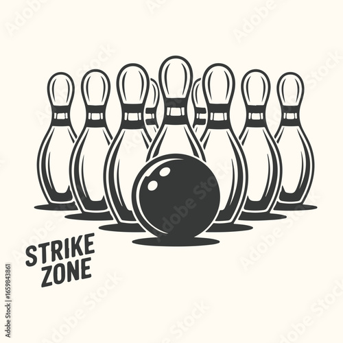 A colorful vector illustration of a bowling ball knocking over pins, a fun symbol of the sport