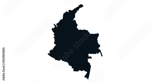 Dark Silhouette of a Landmass on White Background for Geographic and Map Illustrations