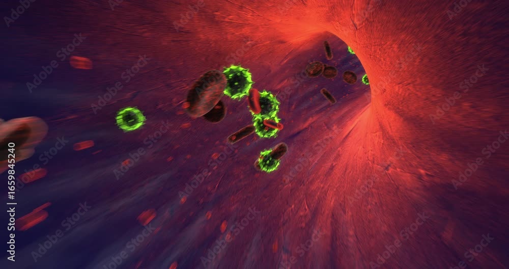 Anatomical 3D visualization of skeleton rib cage and human heart. Science And Healthcare Related 3D Animation.