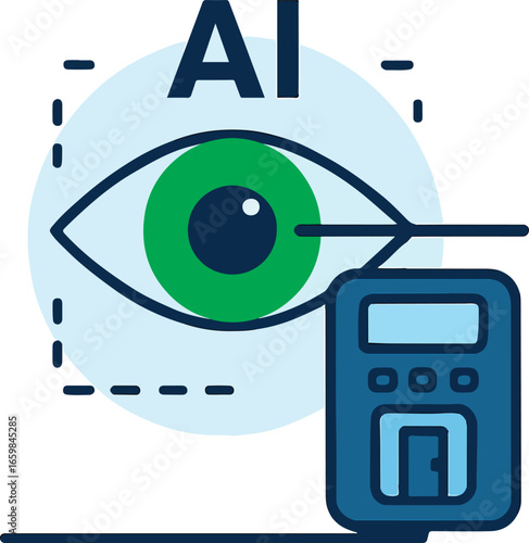 AI eye scanning to grant office access Illustration