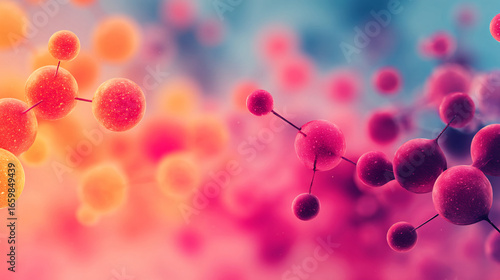 soft gradient background with glowing molecular structure and futuristic digital light effect
