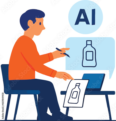 AI turning sketches into business prototypes Illustration
