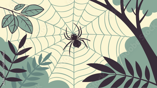 Halloween Web A Spooky Spider's Lair in Nature's Embrace