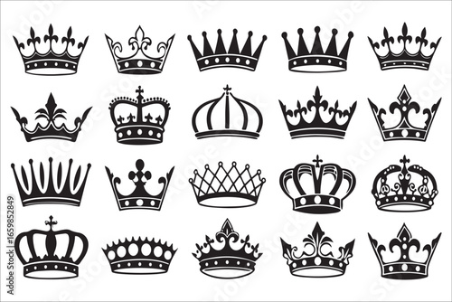 Collection of elegant royal crown designs silhouette