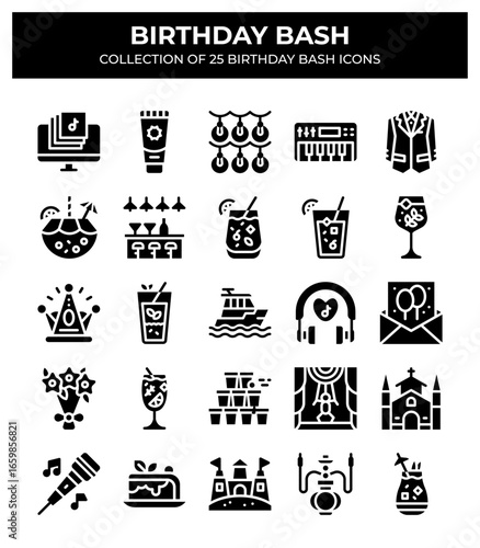 Birthday Bash. 25 Unique Party Icons Collection