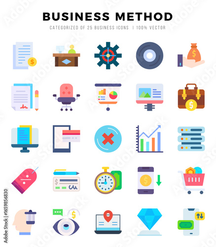 icons set. Business Method for web. app. vector illustration.