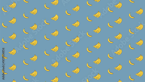 Banana cartoon seamless pattern. Cheerful summer color motifs for backgrounds, prints, fabrics and wallpaper. 