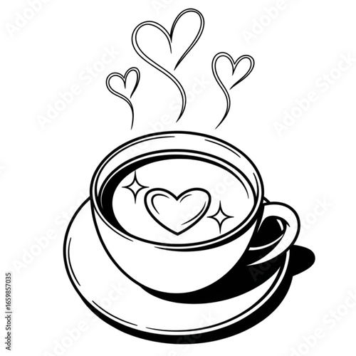 Romantic coffee steaming with love heart delightful morning beverage bringing joy and sweetness