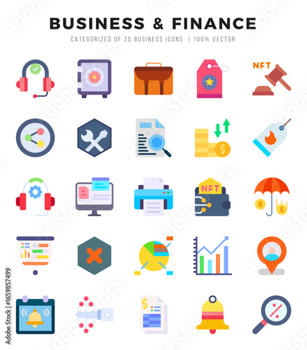 Business & Finance icons set. Vector illustration.