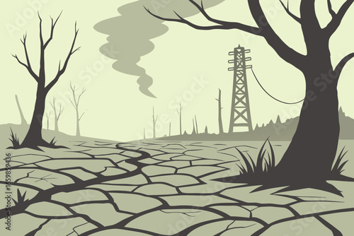 Desolate landscape illustrating climate change and environmental issues