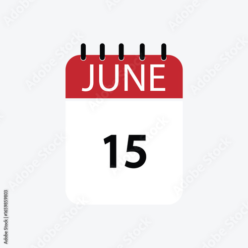15 june calendar june calendar vector illustration